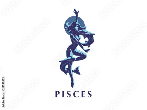 Sign of the Zodiac Pisces. Vector illustration.