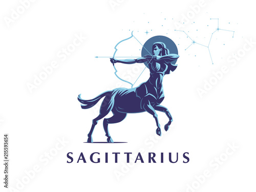 Sign of the zodiac Sagittarius. The constellation of Sagittarius. Vector illustration. photo