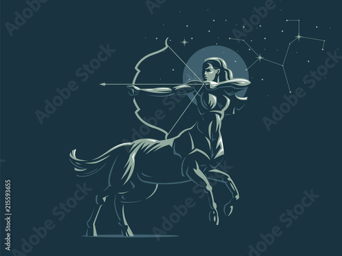 Sign of the zodiac Sagittarius. The constellation of Sagittarius. Vector illustration.