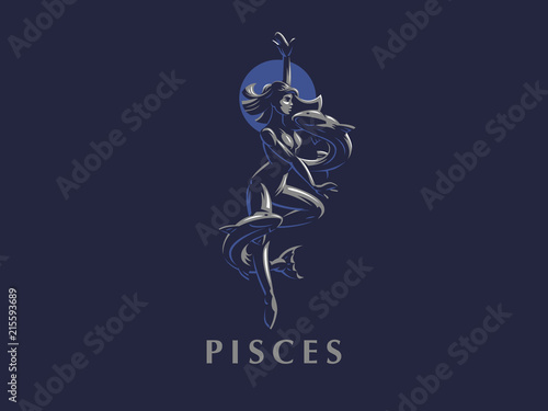 Sign of the Zodiac Pisces. Vector illustration.