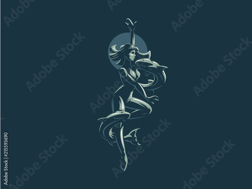 Sign of the Zodiac Pisces. Vector illustration.