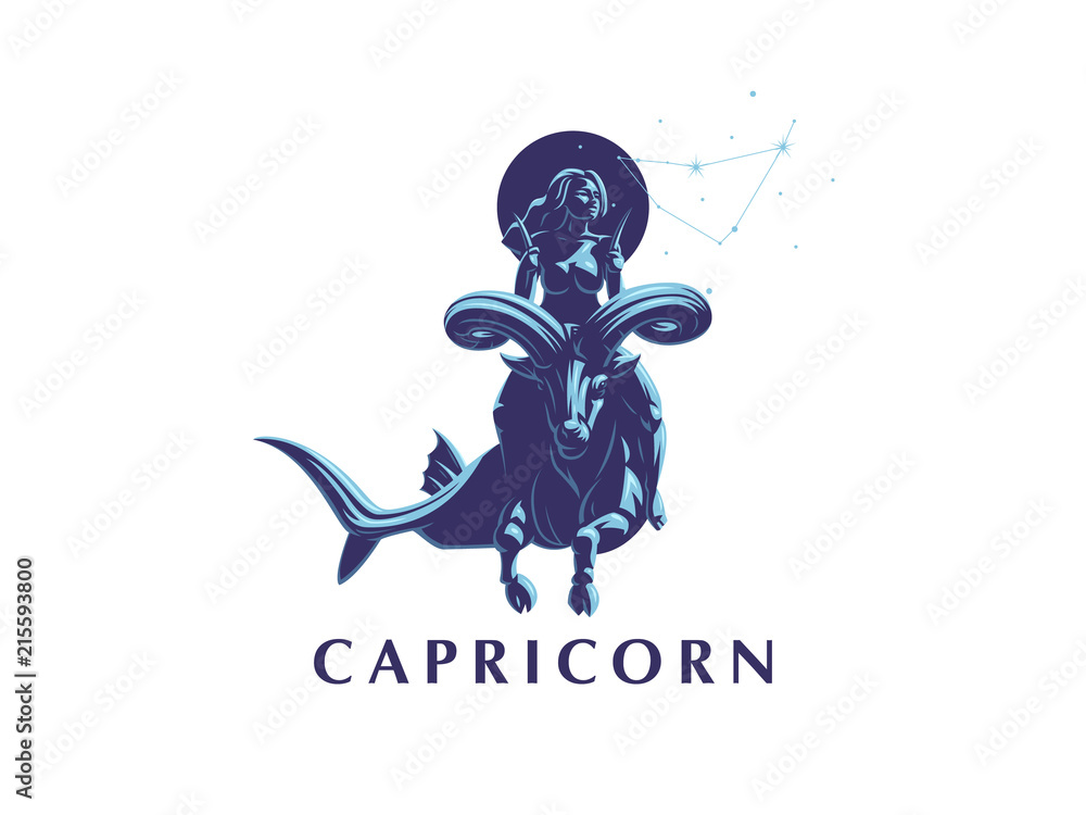 Sign of the zodiac Capricorn. A woman riding a horse in Capricorn. Sign of the zodiac Capricorn. A woman riding a horse in Capricorn.