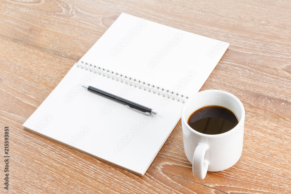notebook and coffee