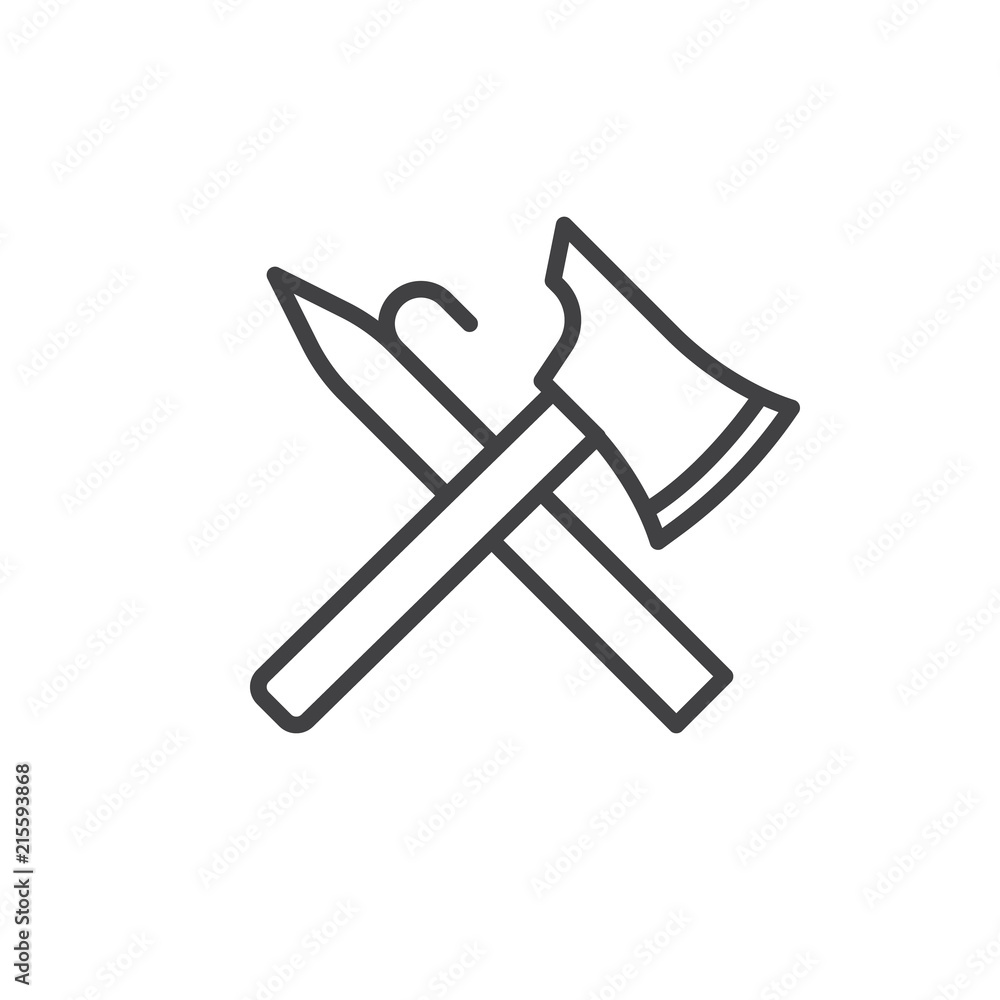 Fireman tools outline icon. linear style sign for mobile concept and web design. Firefighter equipment simple line vector icon. Symbol, logo illustration. Pixel perfect vector graphics Fireman tools outline icon. linear style sign for mobile concept and web design. Firefighter equipment simple line vector icon. Symbol, logo illustration. Pixel perfect vector graphics