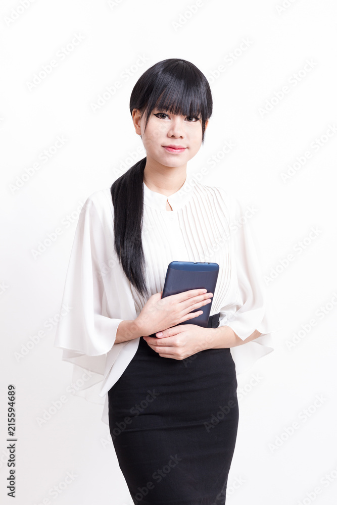 asian business woman holding tablet computer asian business woman holding tablet computer