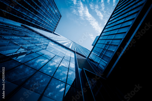 low angle view of skyscrapers in city of China.