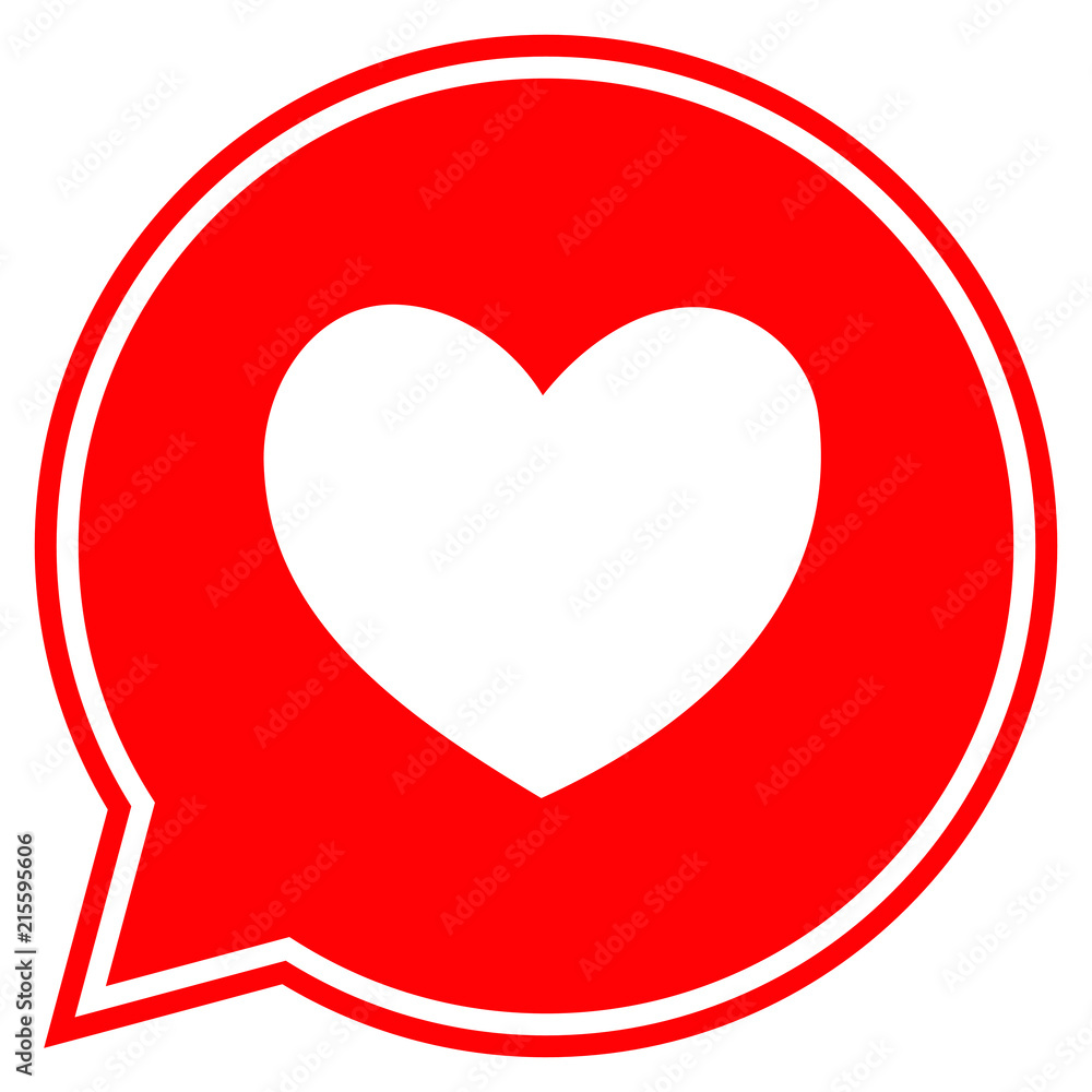 Heart in a speech bubble, vector love icon. Heart in a speech bubble, vector love icon.
