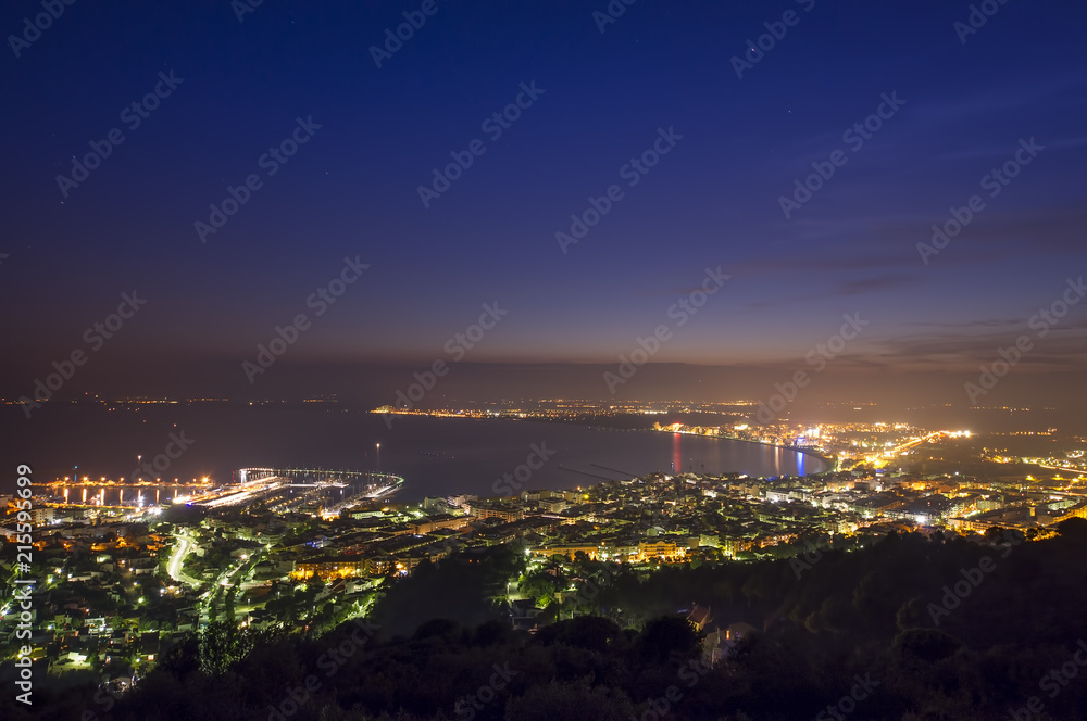 Sea resort of Roses, Costa Brava, Spain. Night scene