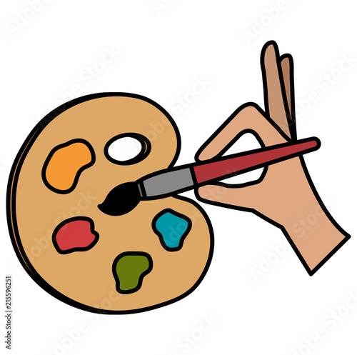 hand painting with brush and pallette