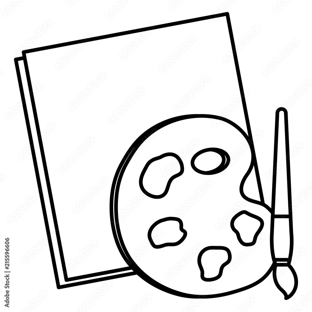 notebook sheet with pallette and brush paint notebook sheet with pallette and brush paint