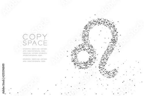 Abstract Geometric Low polygon square box pixel and Triangle pattern Leo Zodiac sign shape, star constellation concept design black color illustration on white background with copy space, vector
