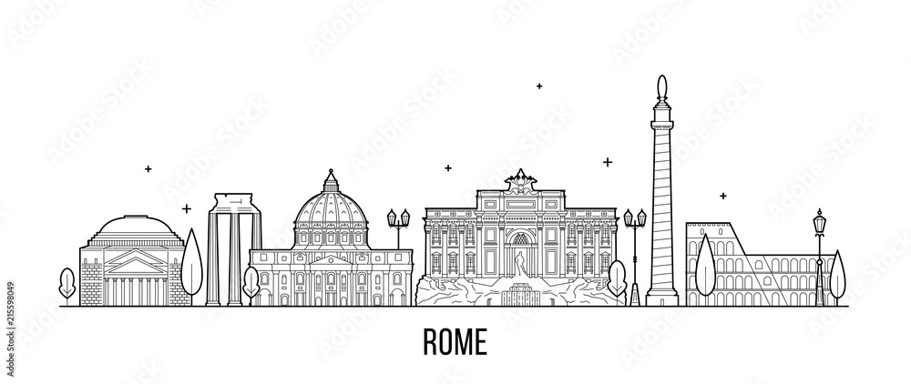 Rome skyline Italy city buildings vector