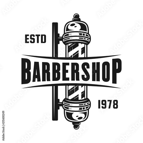 Barbershop pole vector emblem isolated on white