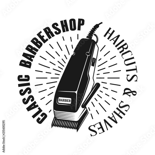 Barbershop emblem with electrical hair clipper