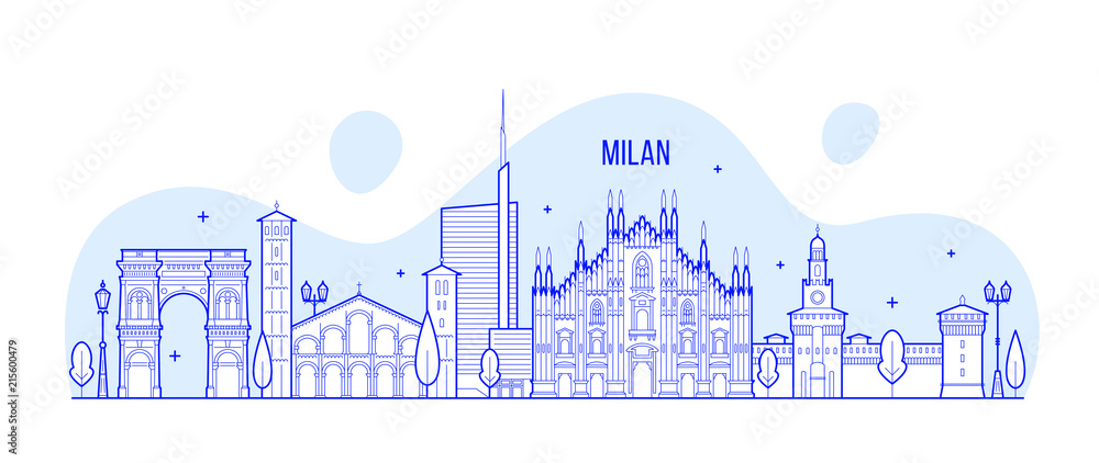 Fototapeta premium Mediolan panoramę miasta Włochy wektor budynki