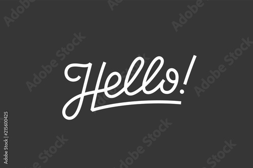 Hello. Lettering for banner, poster and sticker concept with text Hello. Icon message Hello on white background. Calligraphic simple logo for banner, poster, web. Vector Illustration