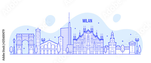 Milan skyline Italy city buildings vector