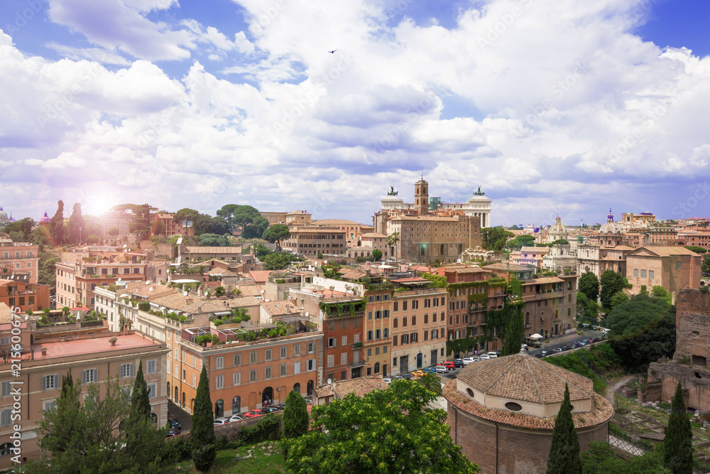 Aerial panoramic view of Rome