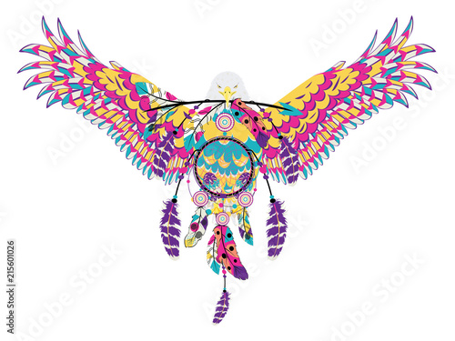 Bald eagle with dreamcatcher