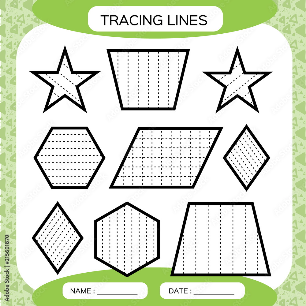 Tracing Lines. Kids education. Preschool worksheet. Basic writing. Kids