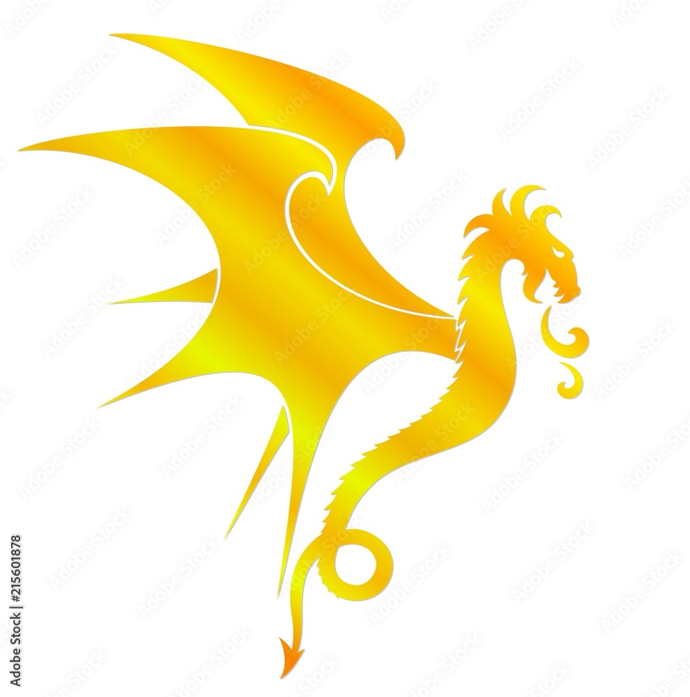 Obraz premium A symbol of the stylized dragon with wings.