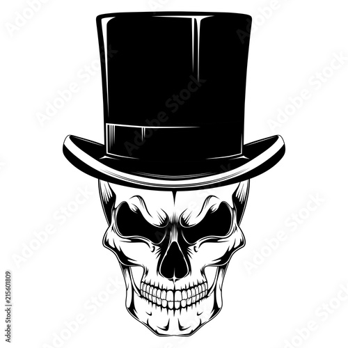 Skull in a hat cylinder.