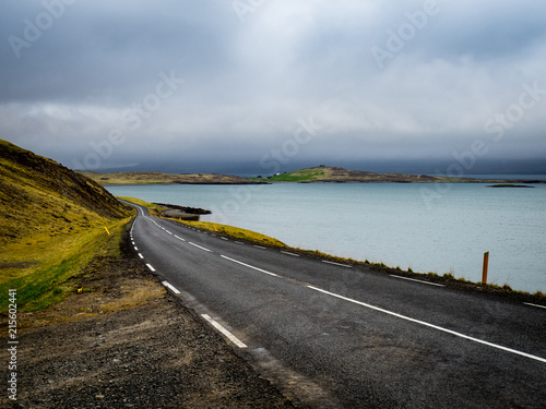 Road through volcanic landscape in Iceland