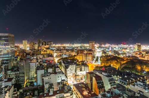 Downtown central area of Buenos Aires, Argentina, cityscape panoramic photo at night