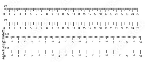 Fotografie, Obraz Inch and metric rulers
