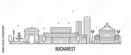 Bucharest skyline Romania city buildings vector photo