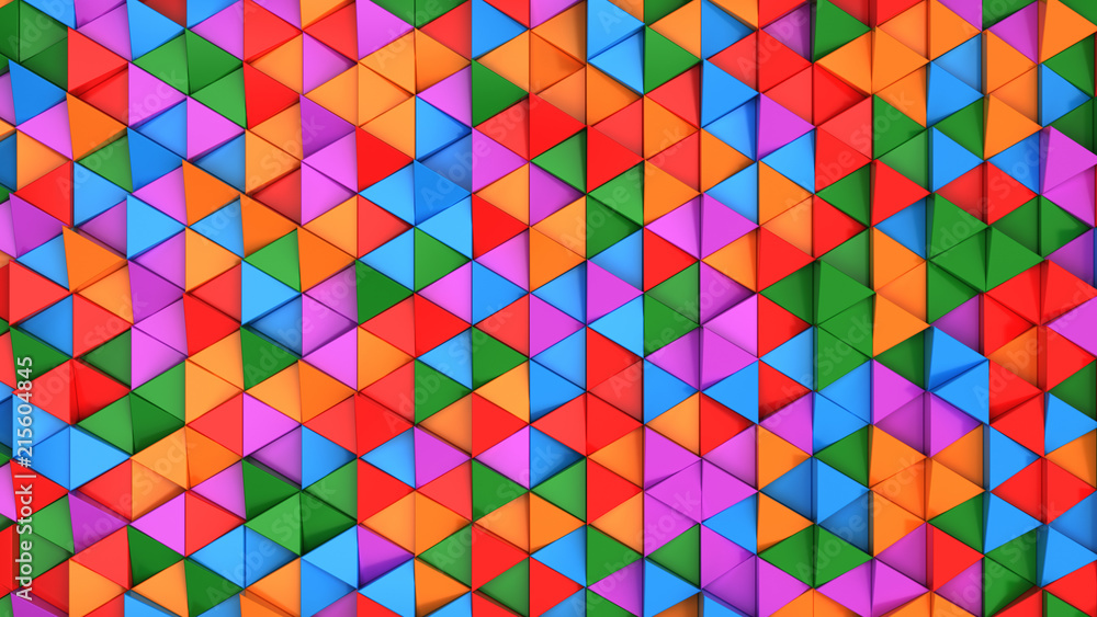Pattern of green, red, purple and blue triangle prisms Pattern of green, red, purple and blue triangle prisms