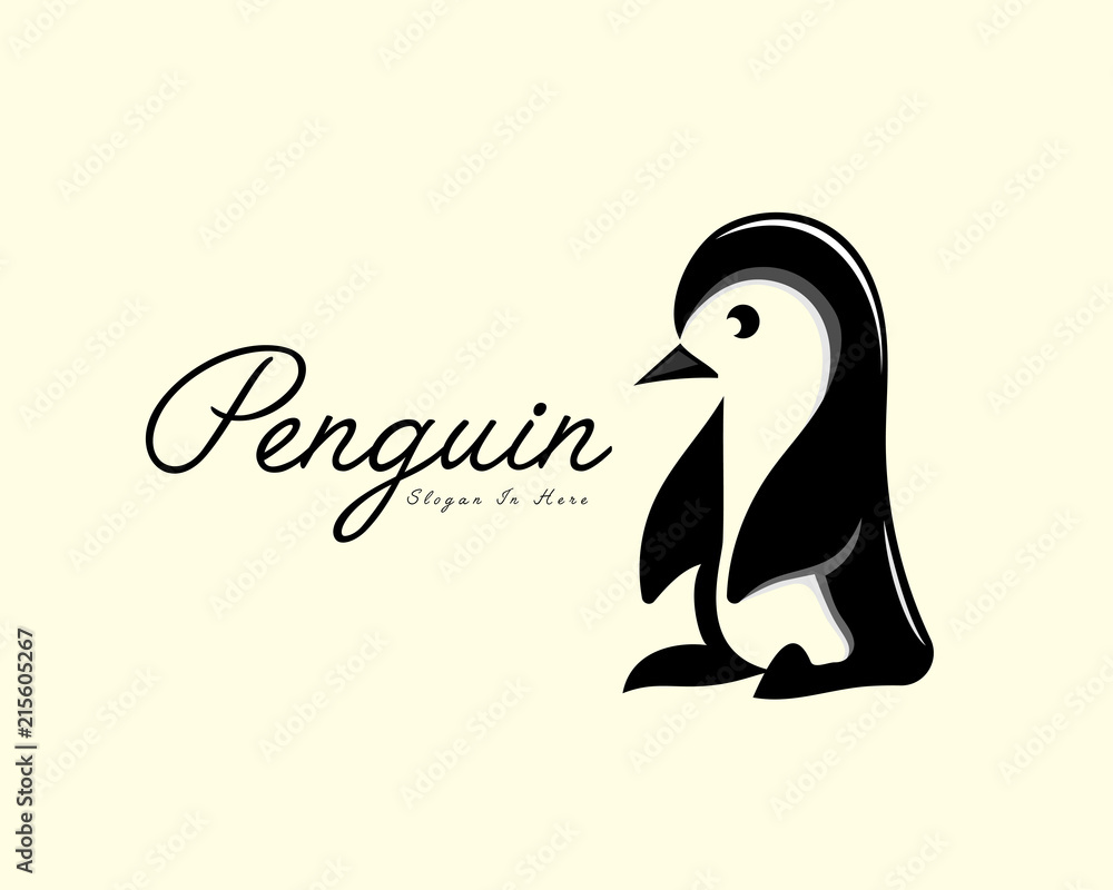 Obraz premium stand penguin art logo vector