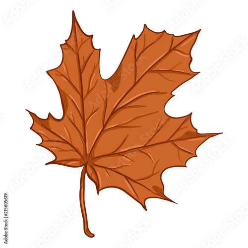 Vector Cartoon Illustration - Autumn Fallen Orange Leaf of Maple
