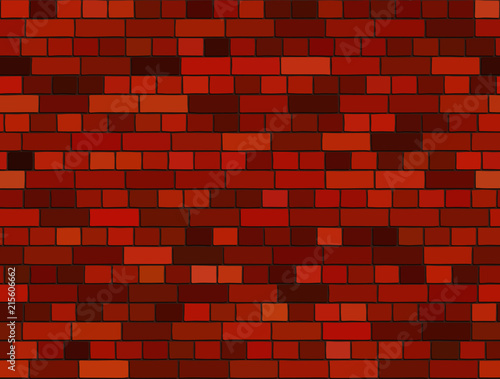 Seamless pattern of uneven bricks of variable red color