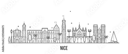 Nice skyline France buildings vector city