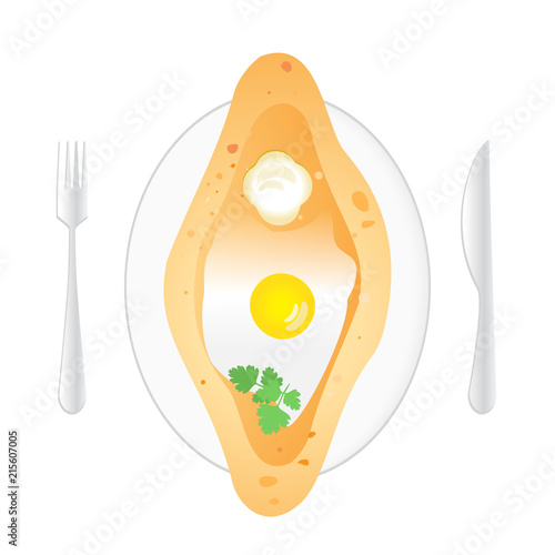 Ajarian Khachapuri Vector Illustration
