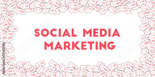 Social media icons. Social media marketing concept. Falling counter comment friend notification. Wid