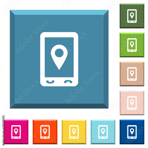 Mobile navigation white icons on edged square buttons