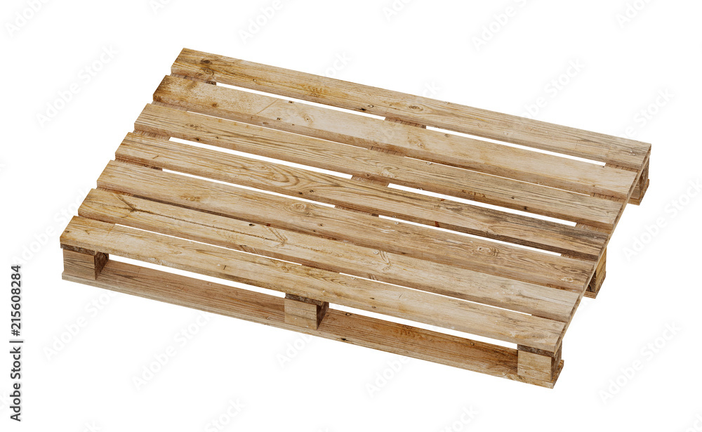 3D realistic render of wooden palette. Isolated on white background. 3D realistic render of wooden palette. Isolated on white background.