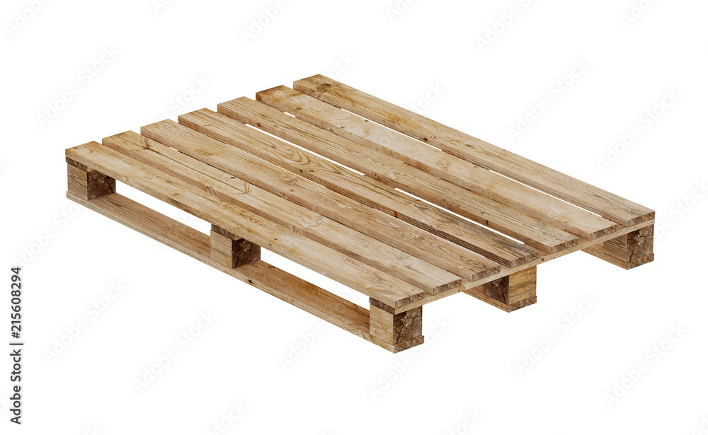 3D realistic render of wooden palette. Isolated on white background. 3D realistic render of wooden palette. Isolated on white background.