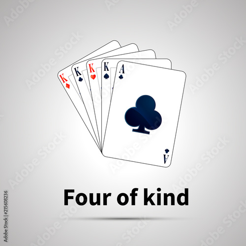 Four of kind poker combination on gray
