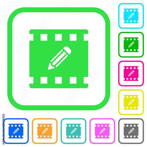 Edit movie vivid colored flat icons