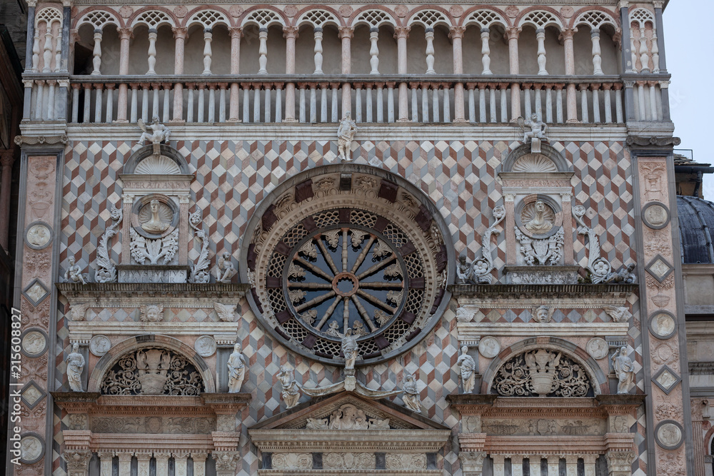 Detail on the cathedral in Bergamo, Italy