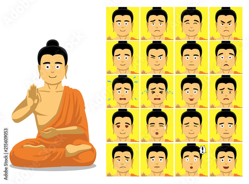 Buddha Cartoon Emotion faces Vector Illustration