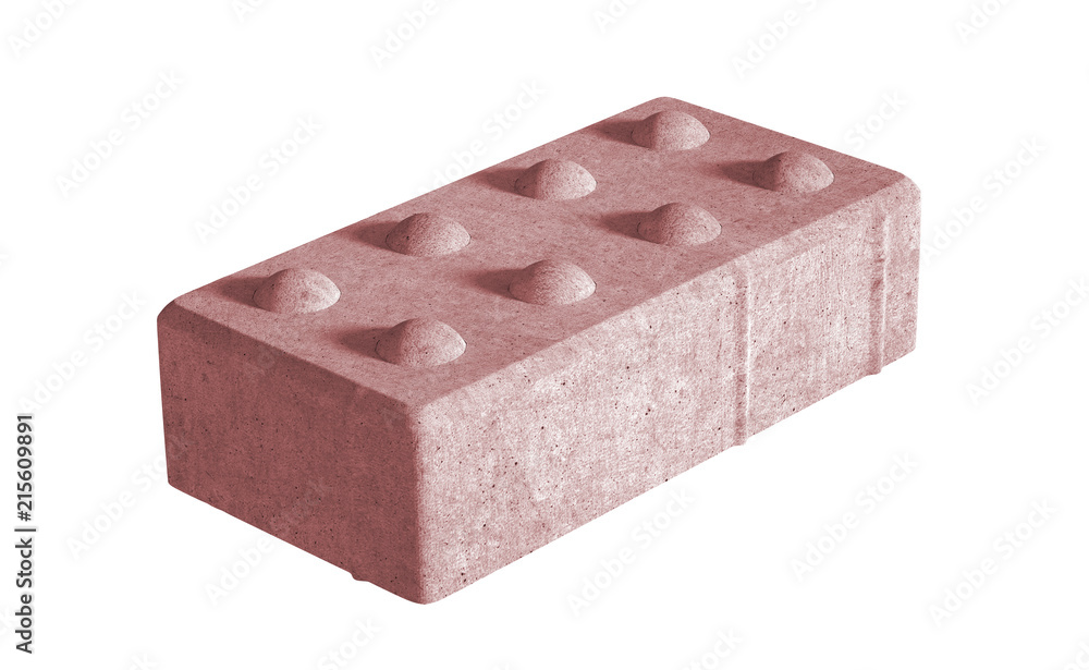3D realistic render of red single lock paving brick. Isolated on white background. 3D realistic render of red single lock paving brick. Isolated on white background.