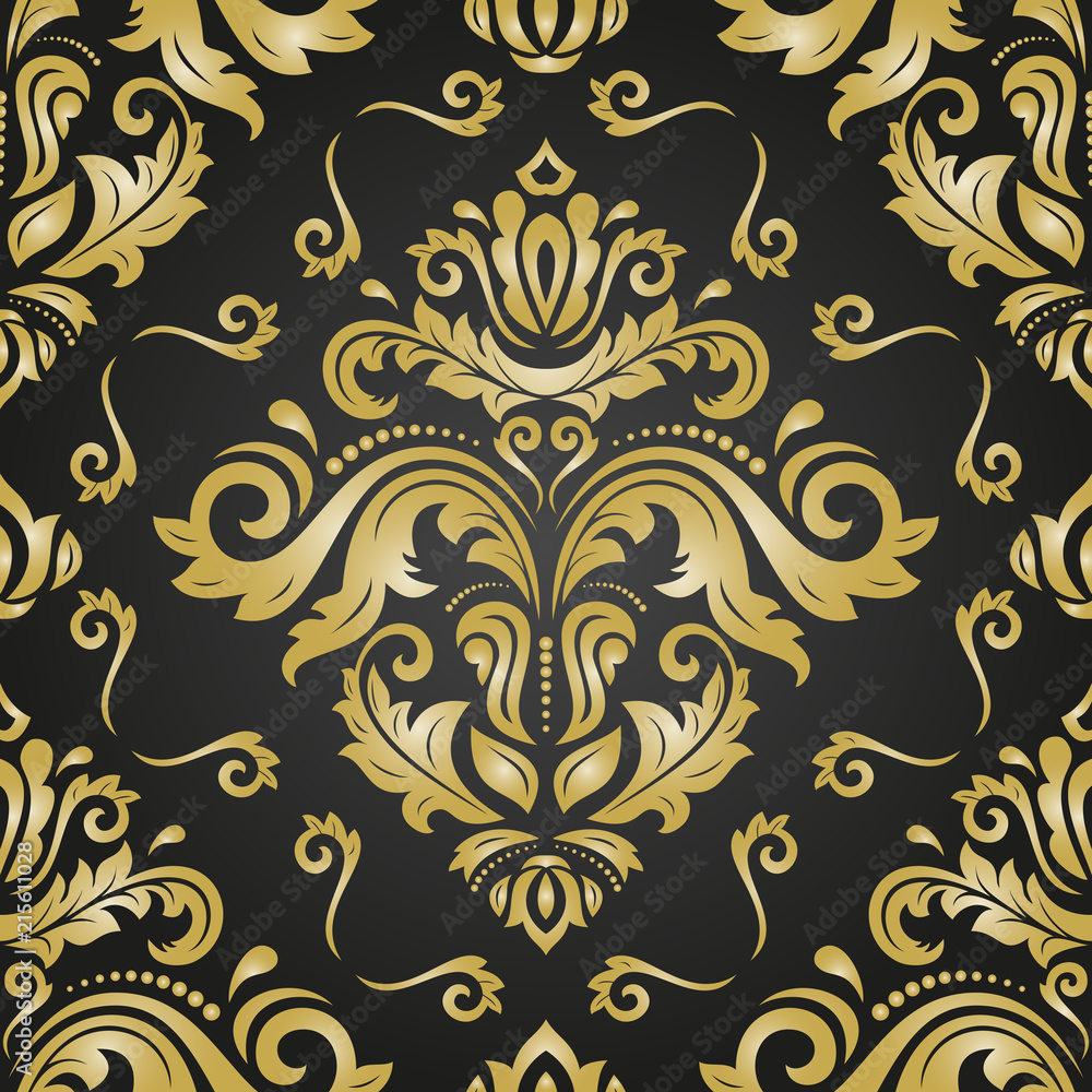 Orient vector classic pattern. Seamless abstract background with vintage elements. Orient background. Black and golden ornament for wallpaper and packaging