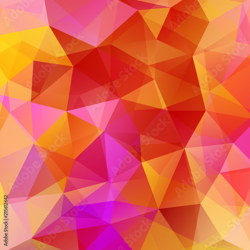 Abstract background consisting of red, orange, yellow triangles. Geometric design for business presentations or web template banner flyer. Vector illustration