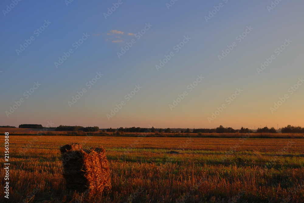 Bundle of hay and evening sky Bundle of hay and evening sky
