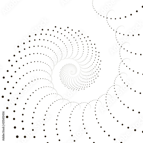 Geometric technology vector background. Abstract monochrome vortex trail. Vector illustration.