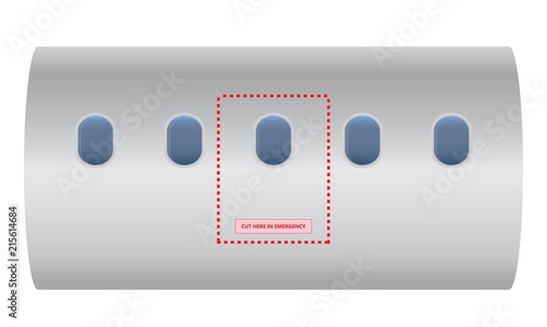 Cut here in emergency on airplane for emergenct team